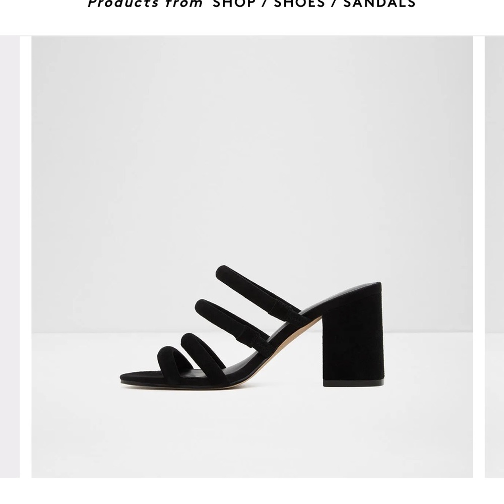 Also black suede strappy mules size 8.5